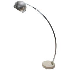 Vintage Mid Century Italian Arco Chrome & Marble Floor Lamp