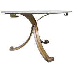 Gilded Steel with Gold Leaf and Marble-Top Dinning Table by Arturo Pani, 1960s