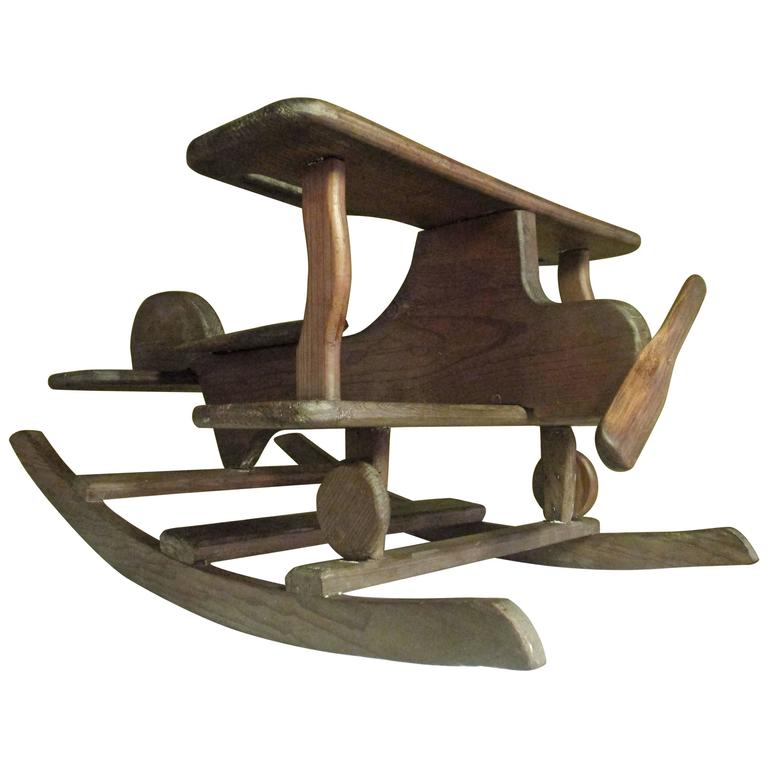Classical Airplane Wood Rocking Toy 50s at 1stdibs