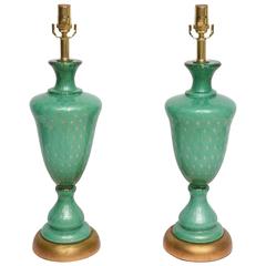 Pair of 1950s Barovier & Toso Murano Glass Lamps