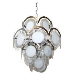 Vistosi Chandelier with Clear and White Glass Discs