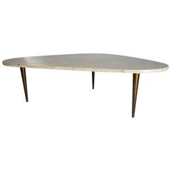 Vintage Modernist Marble and Brass Amorphic Cocktail Table, Weiman