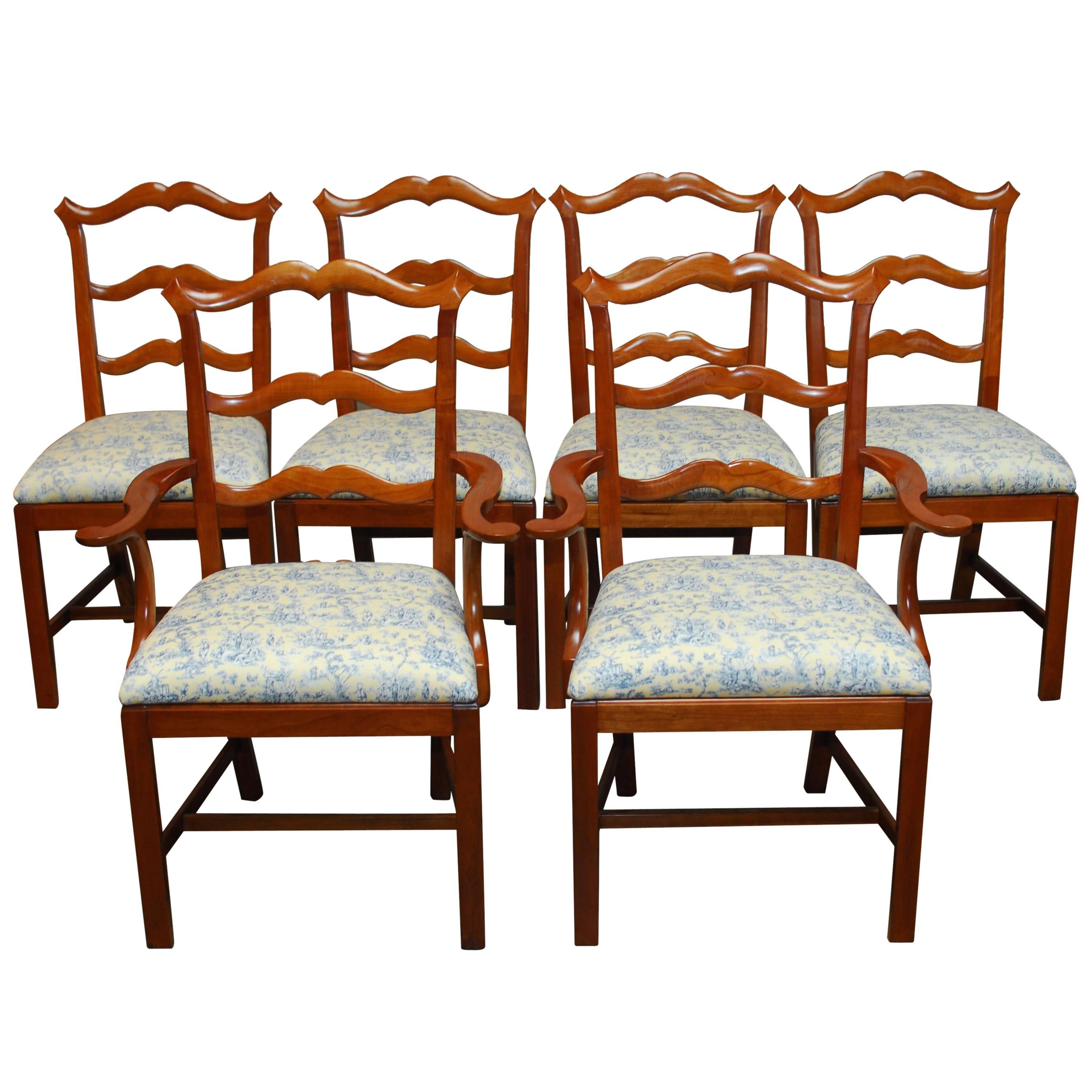 Chippendale Ladder Back Toile Dining Chairs
