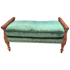 American Maple Bench with Velvet Cushion and Nail Trim