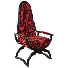 Hollywood Regency Glam X-Base High Back Throne Chair