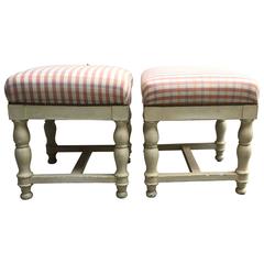 A Pair of White Painted Restauration Stools, French, c.1830