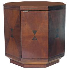 Vintage Henredon inlaid wood Octagon Cabinet with Interior Shelf 12