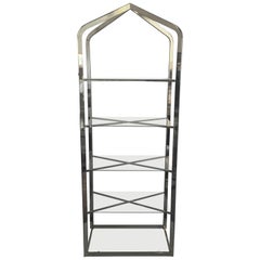Mid-Century Modern Brass and Glass Pagoda Etagere