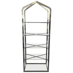Mid-Century Modern Brass and Glass Etagere 9