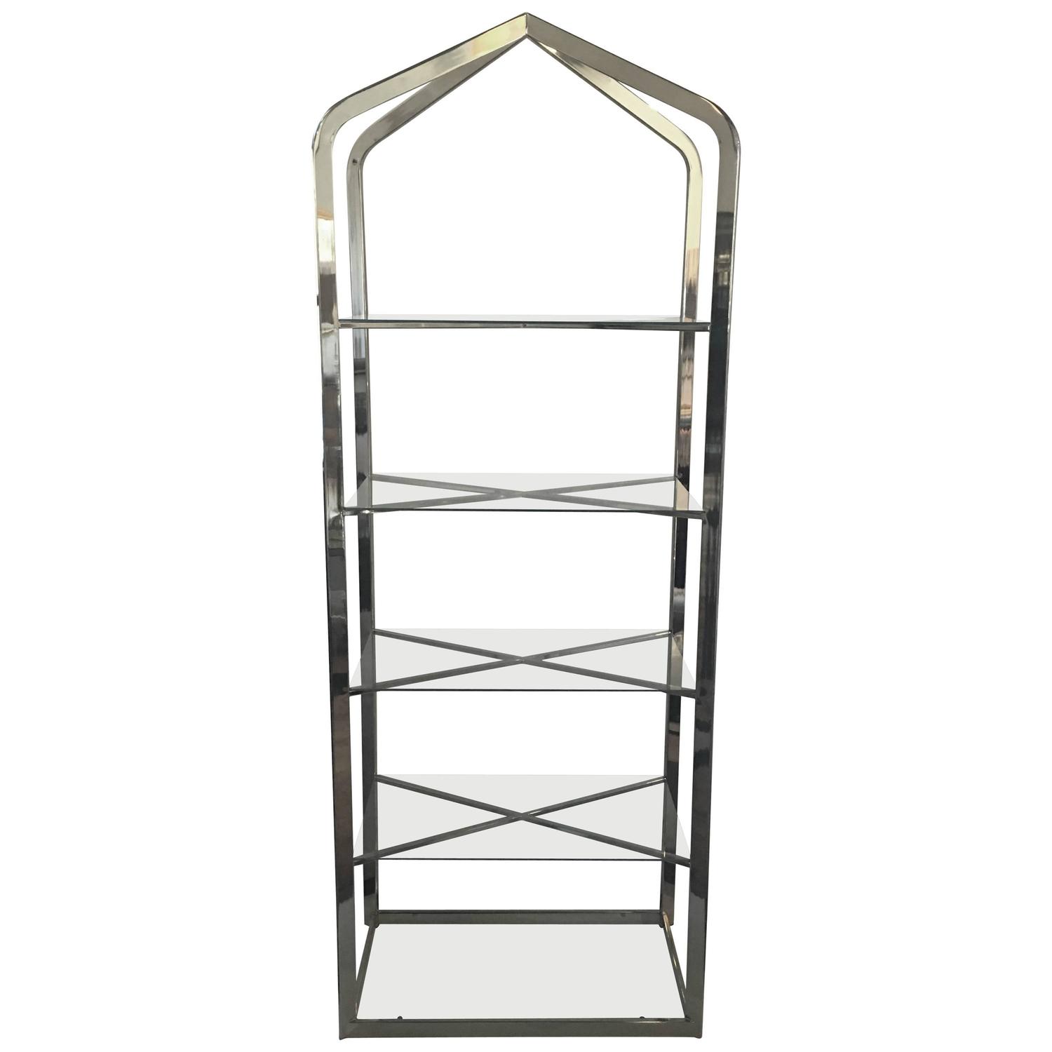 Chrome Brass Glass Tall Mid Century Modern Etagere At Stdibs - Midcentury Modern Brass And Glass Etagere chrome brass glass tall mid century modern etagere at stdibs - midcentury modern brass and glass etagere