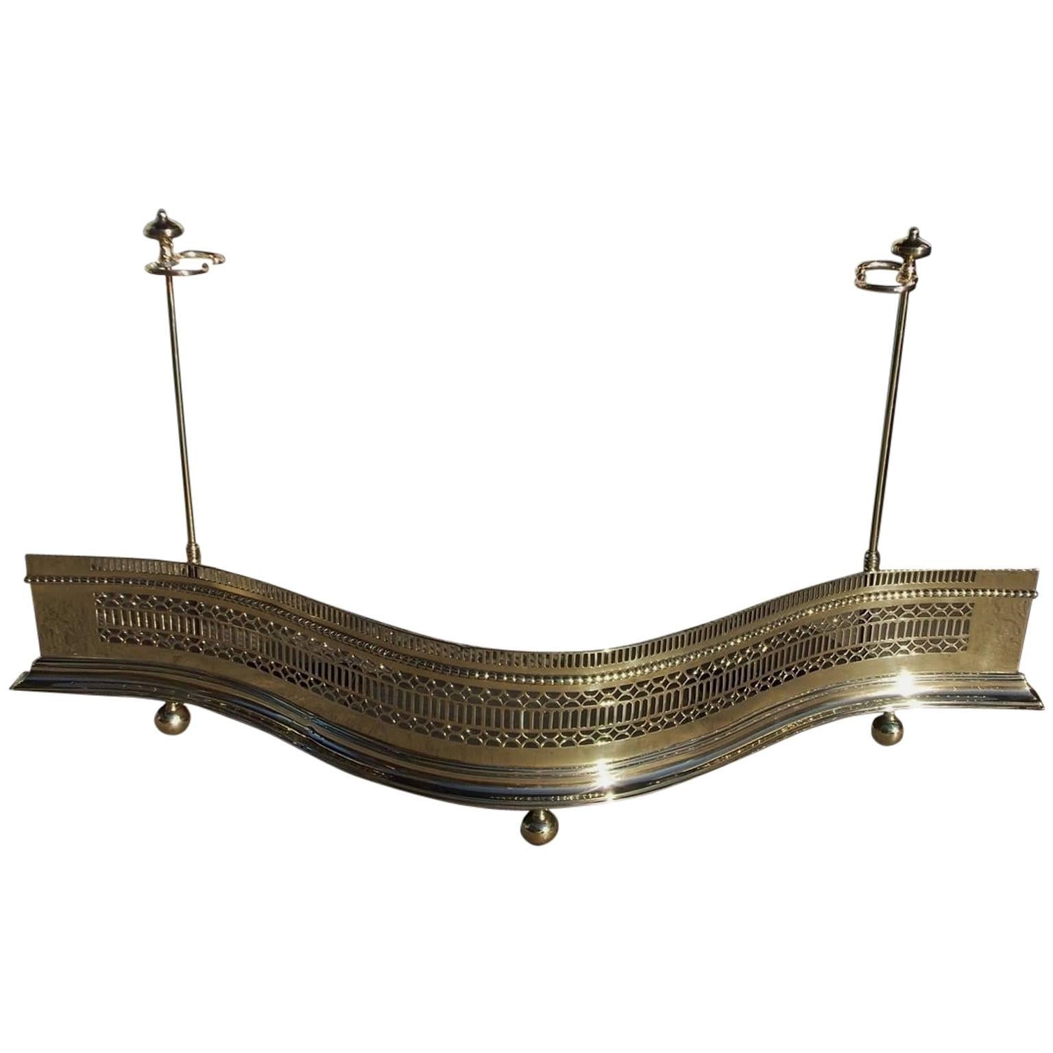 English Brass Serpentine Pierced Gallery Fire Fender. Circa 1760