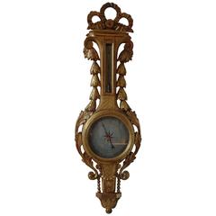 18th Century French Louis XVI Gilt Wood Barometer 7
