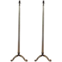  Pair of Barovier Italian Murano Glass Tripod Floor Lamps