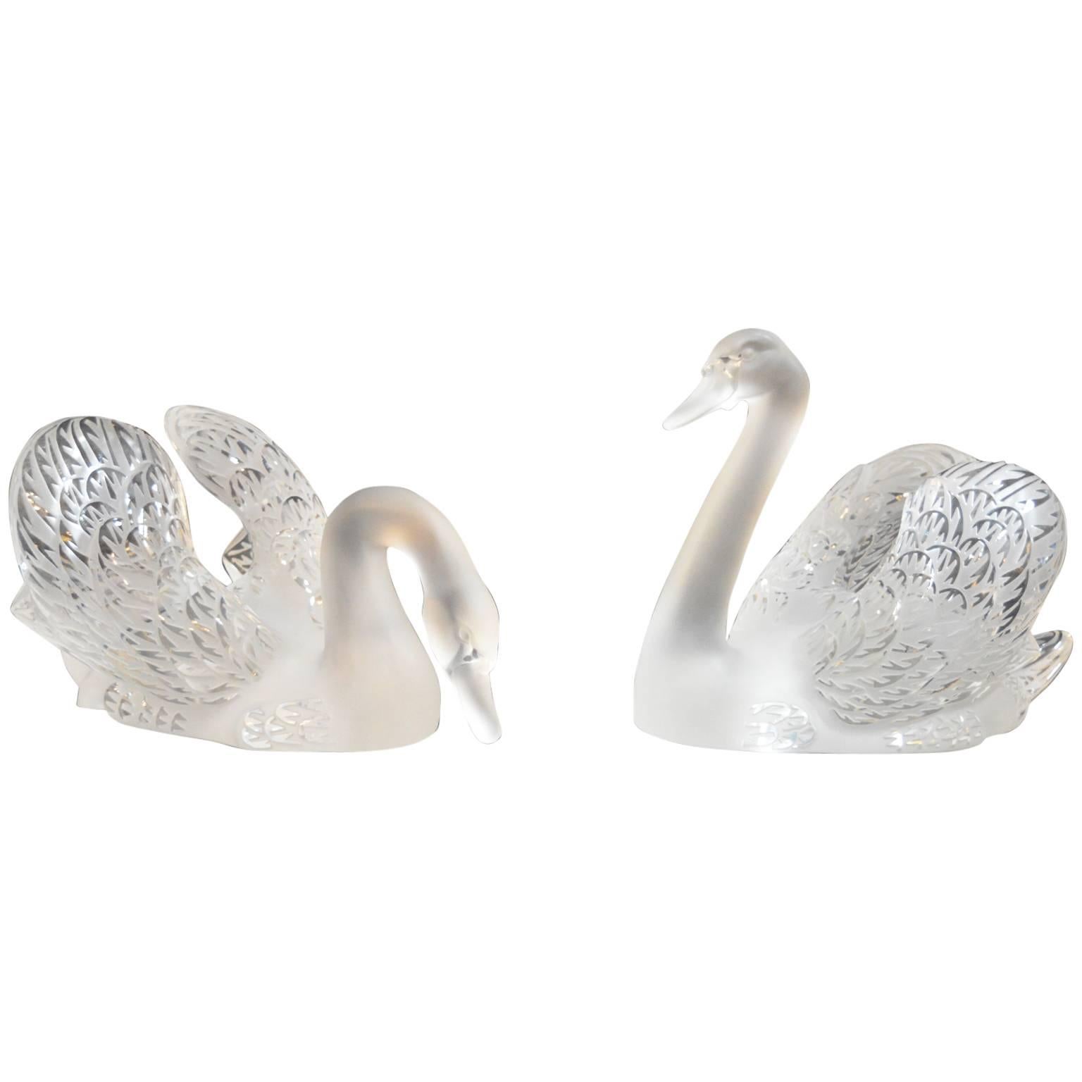 Pair of Lalique Swans