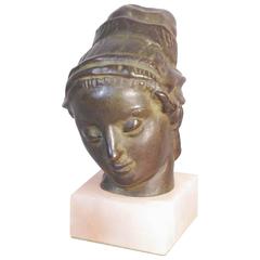 Carl Milles, Lilla Europa, Bronze Bust on Onyx Base