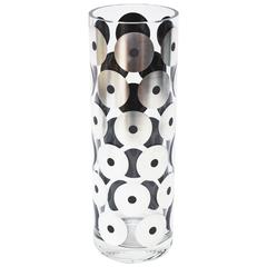 Signed Egizia for Sottsass Sterling Silver Overlay Graphic  Geometric Vase