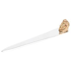 Hermès Silver Plate and 24-Carat Gold-Plated Letter Opener/ Desk Accessory