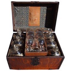 Antique  English Oak Liquor Bottle Traveling Case, Circa 1780