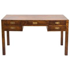 Vintage Italian Olive Wood Parsons Desk