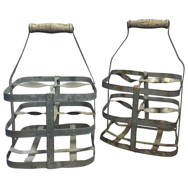 Early 20th Century Vintage French Four-Bottle Wine Carrier Baskets For ...