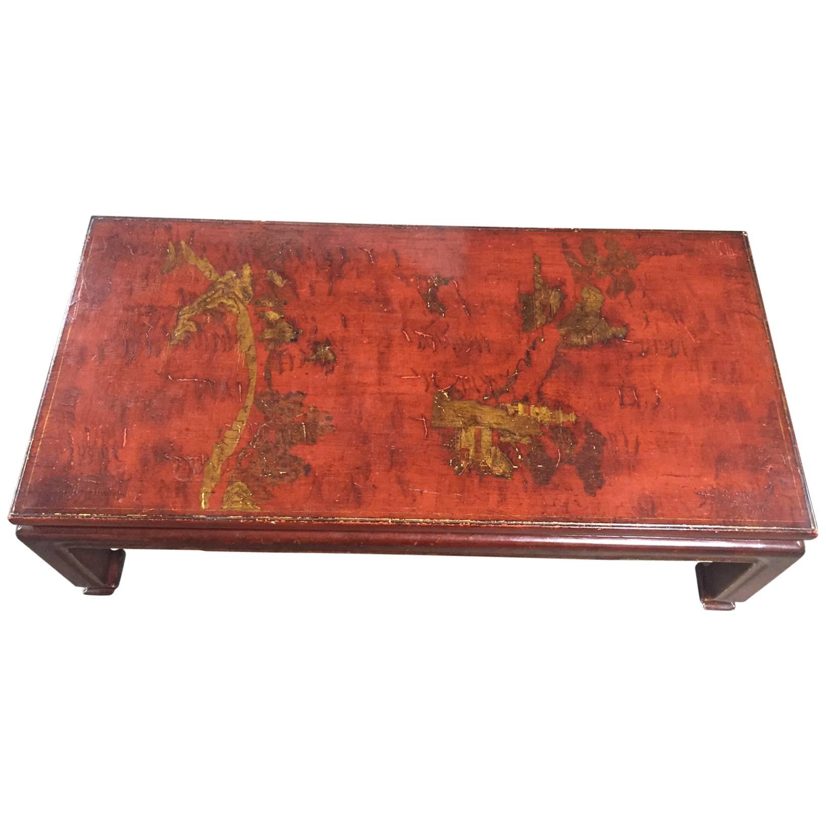 Mid-Century Red Lacquer Chinese Style Coffee Table