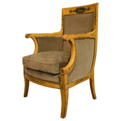 Austrian Bergere Armchair Circa 1820 Painted with Classical Intaglios