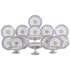 19th Century Sevres Neoclassical Blue and Gold Dessert Service with 16 Pieces 8