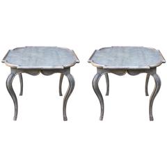 Pair of French Painted and Silver Gilt Tables