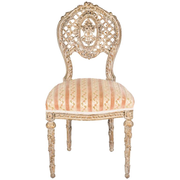 French Carved Boudior Chair For Sale at 1stdibs