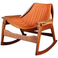 Rare Jerry Johnson Midcentury Walnut Rocking Chair