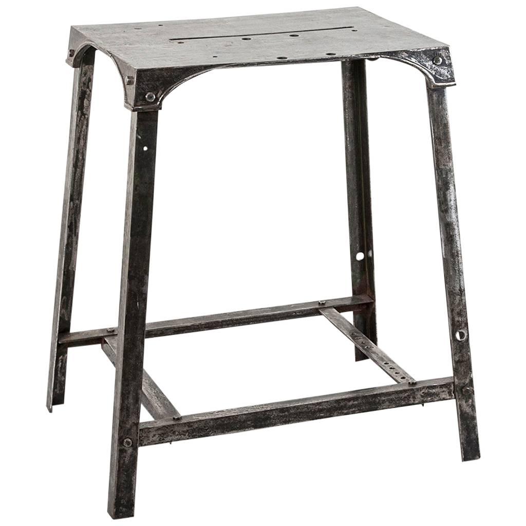 French Industrial Era Machine Base Solid Steel Work Table