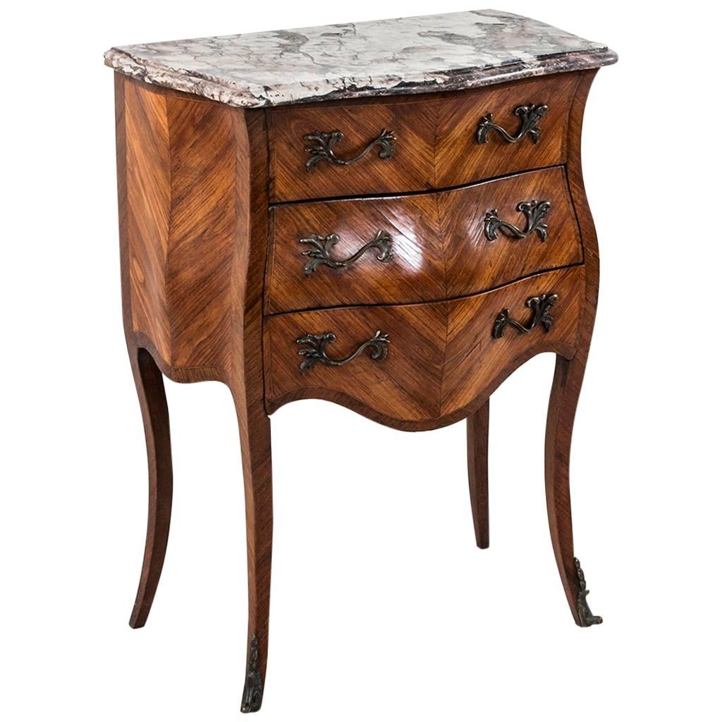 18th Century French Louis XV Parquetry Marble-Top Commode or Chest