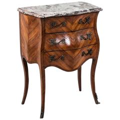 18th Century French Louis XV Parquetry Marble-Top Commode or Chest