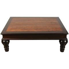 Antique Large Colonial Rosewood and Burl Coffee Table