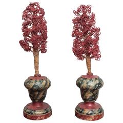 18th Century Polychrome Urn-Form Finials with Bead Flowers