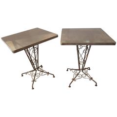 Pair of Tolix Square Metal Bistro Tables