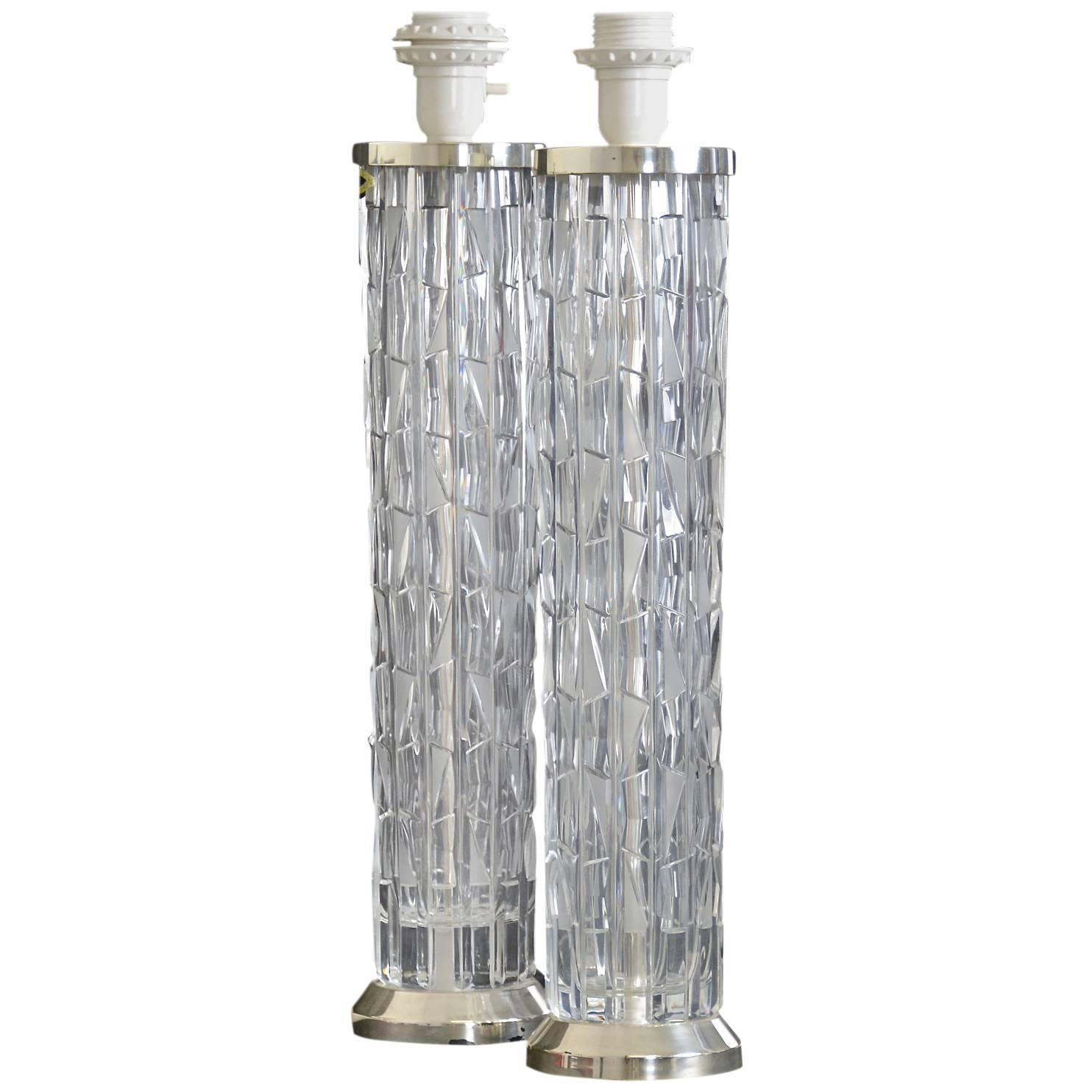Pair of Bohemian Crystal Table Lamps For Sale
