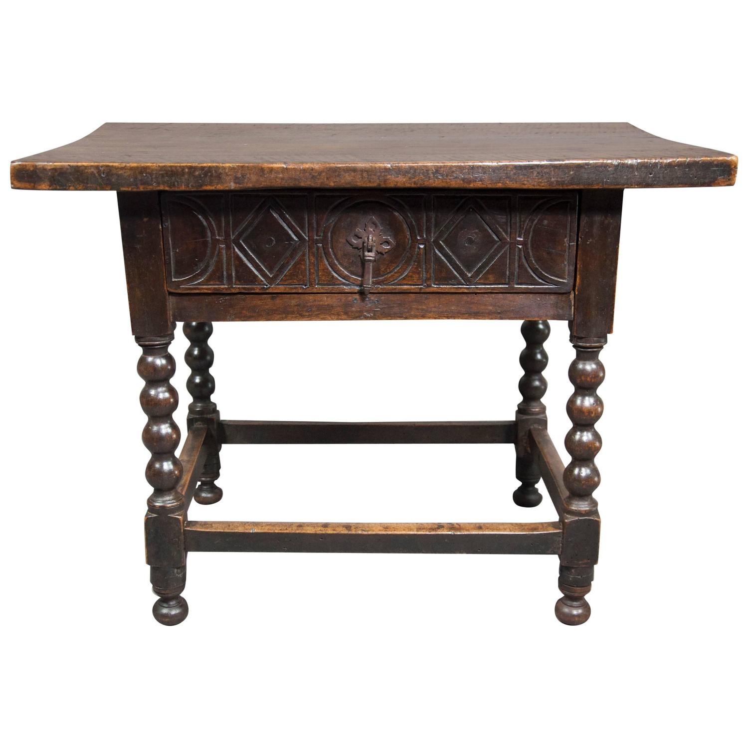 Spanish Baroque Walnut Side Table at 1stdibs