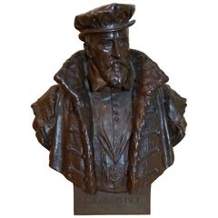 Large 19th Century French Bronze Bust of Coligny