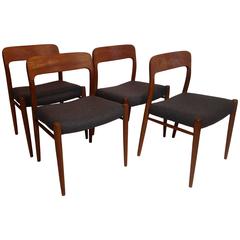 Set of Four Niels Otto Moller Teak Dining Chairs for J.L. Moller