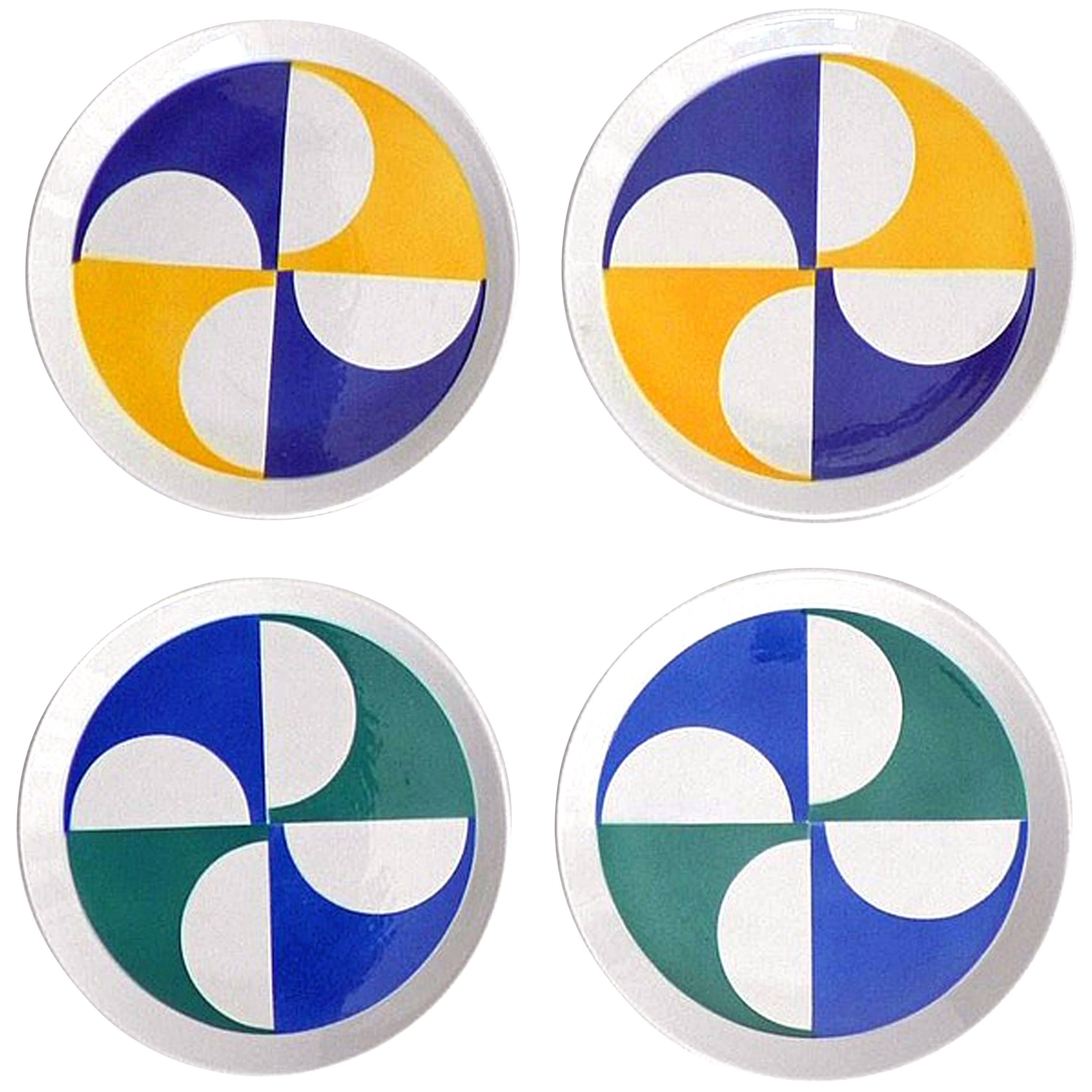 Gio Ponti Earthenware Modernist Plates, Set of Four