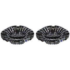 Pair of 1970s, Baccarat Heavy Crystal Ashtrays
