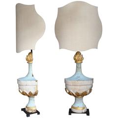 Pair of 18th Century Italian Silver Giltwood Architectural Fragments as Lamps
