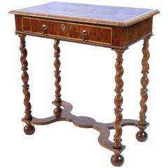 English Walnut Side Table with Single Drawer