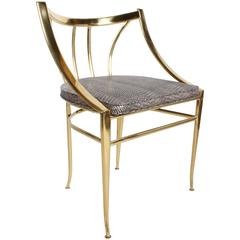 Italian Brass Side or Desk Chair 
