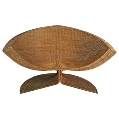 Rare Danny Ho Fong Wicker "Lotus" Lounge Chair, 1960s