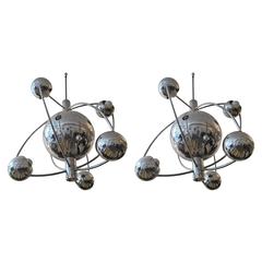 Pair of Large Italian Space Age Chandeliers