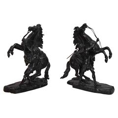 Pair of 19th C. French Bronze Marley Horse Figures after Guillaume Costou 
