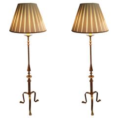 Pair of Gilt Iron Floor Lamps