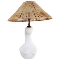 White Biomorphic Lamp Base Signed by Jacques Blin